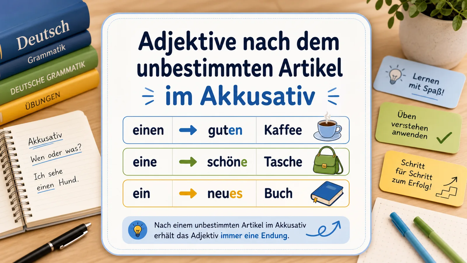 Adjektive nach dem unbestimmten Artikel im Akkusativ - Grammatik A2