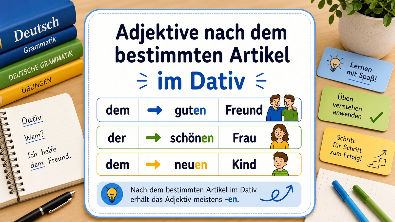 Adjektive nach dem bestimmten Artikel im Dativ - Grammatik A2