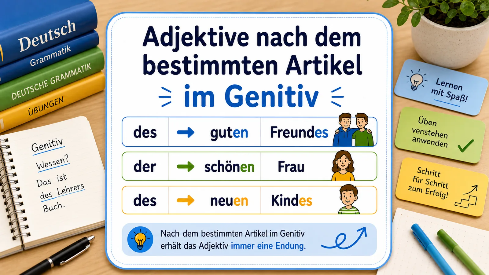 Adjektive nach dem bestimmten Artikel im Genitiv - Grammatik A2