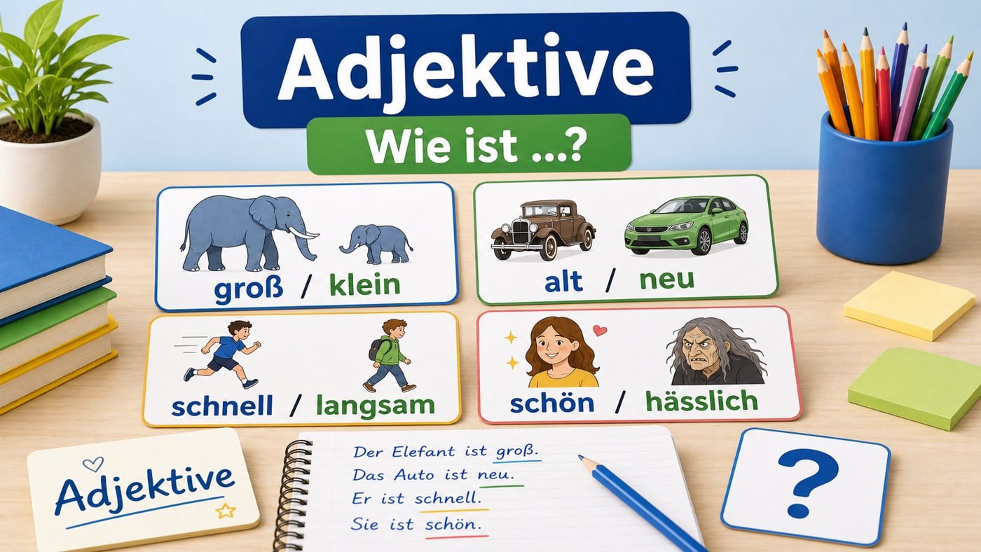 Adjektive auf deutschen Lernkarten