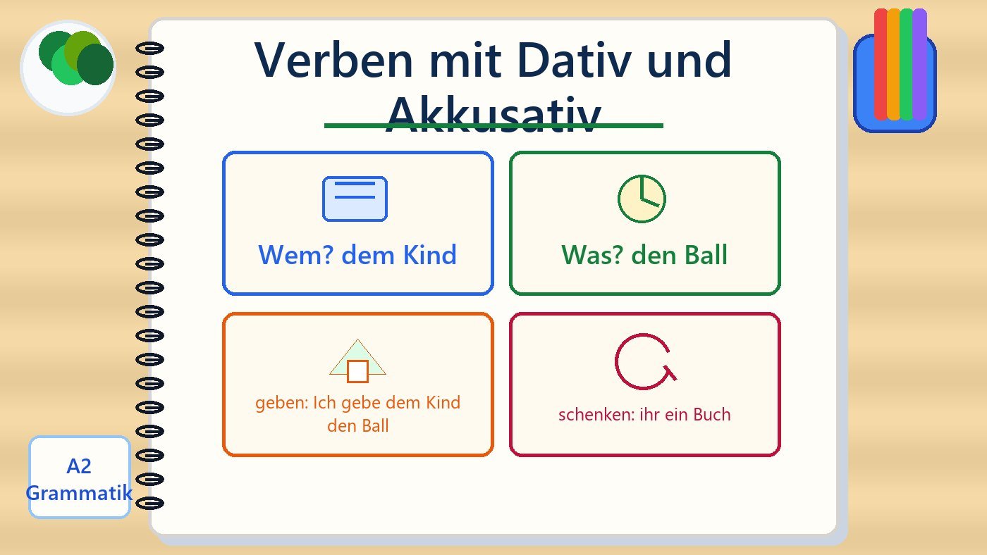Lernkarten zu Verben mit Dativ und Akkusativ