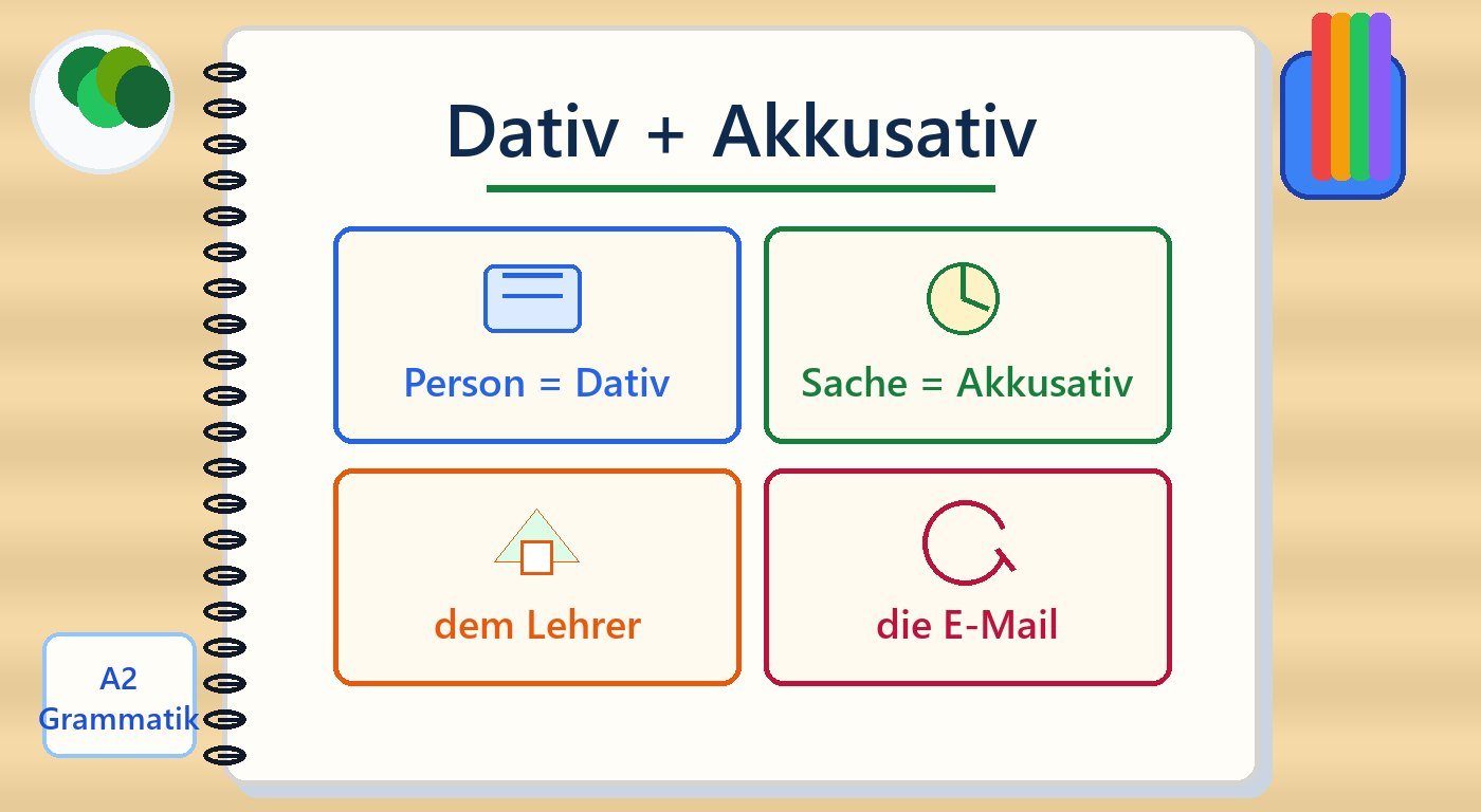 Satzbau mit Dativ und Akkusativ auf Lernkarten