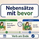 Infografik zu Nebensätzen mit bevor und Verb am Ende
