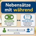 Infografik zu Nebensätzen mit während und Verb am Ende