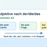 Infografik zu Adjektiven nach dem bestimmten Artikel im Nominativ