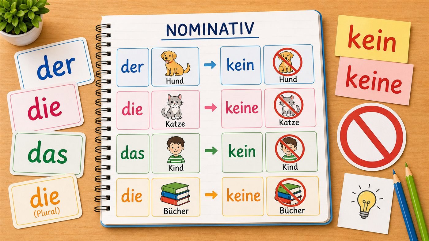 Lernkarten zu kein und keine im Nominativ