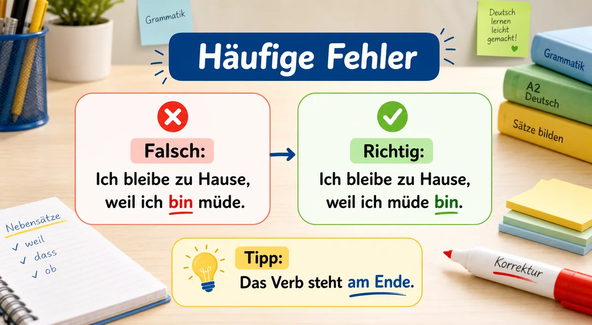 Häufige Fehler bei Nebensätzen mit weil