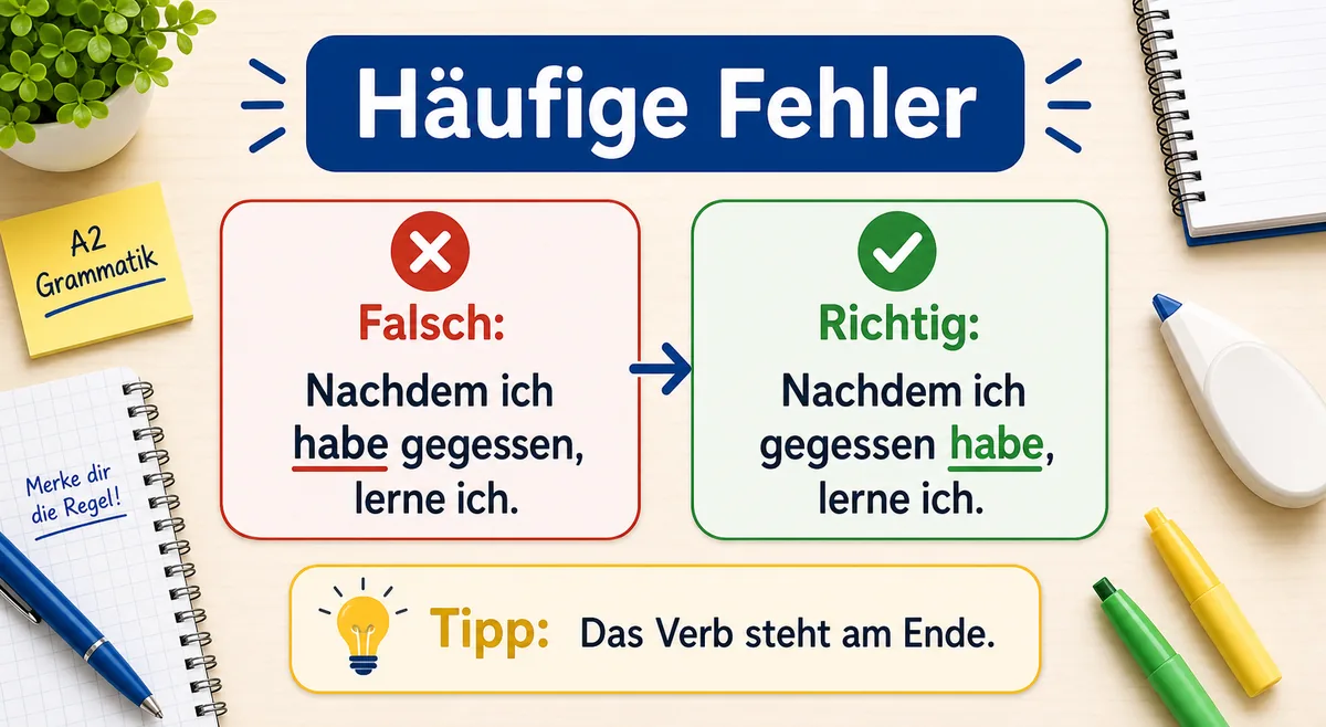 Häufige Fehler bei Nebensätzen mit nachdem