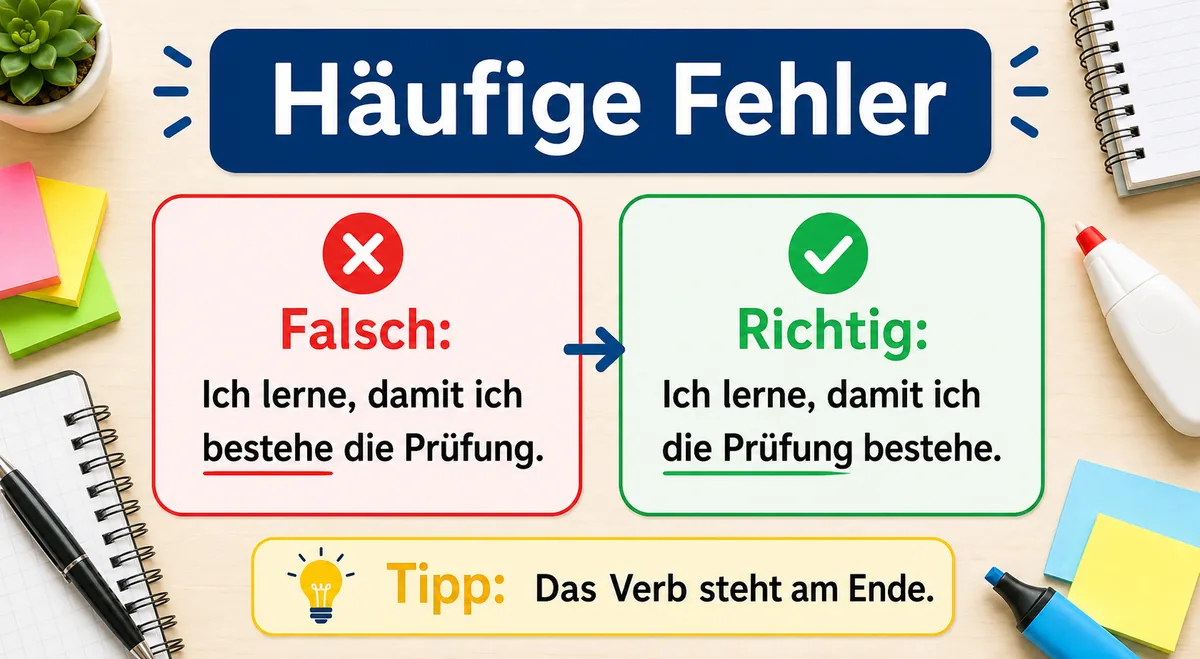 Häufige Fehler bei Nebensätzen mit damit