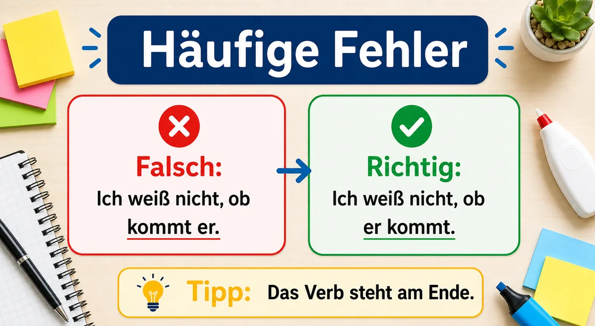 Häufige Fehler bei Nebensätzen mit ob