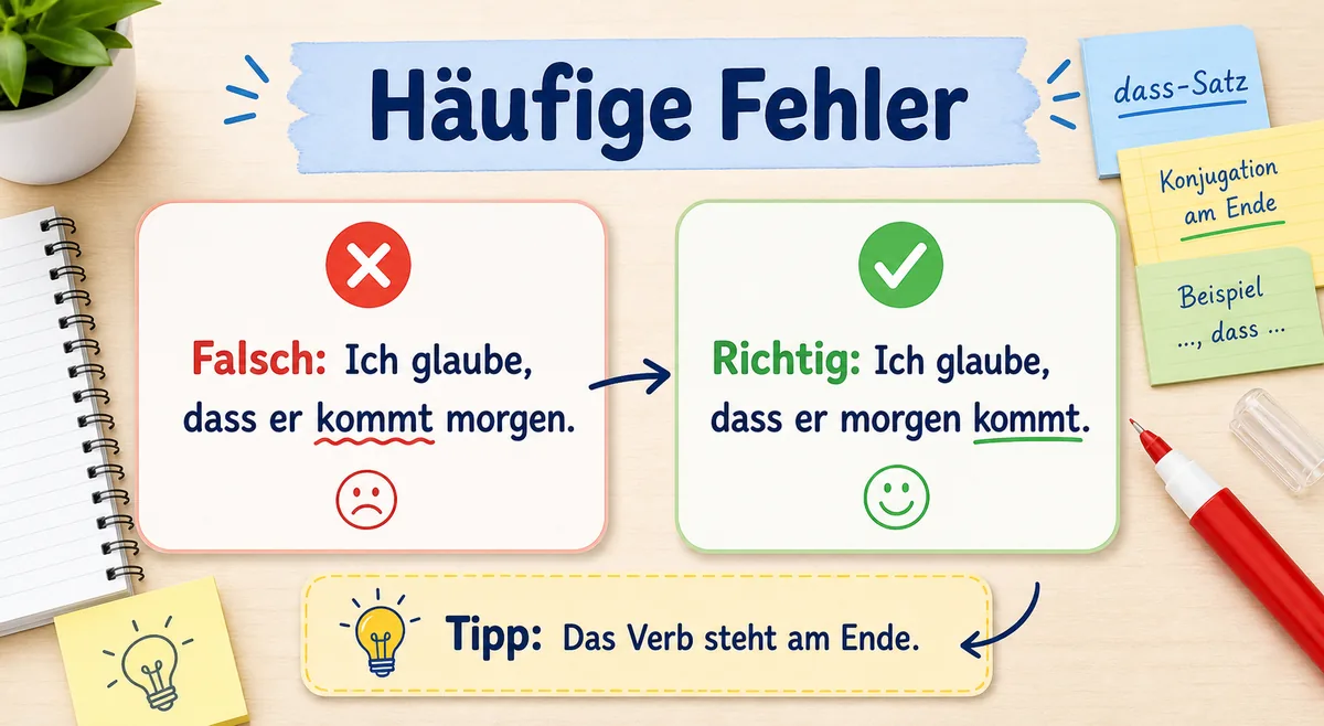Häufige Fehler bei Nebensätzen mit dass