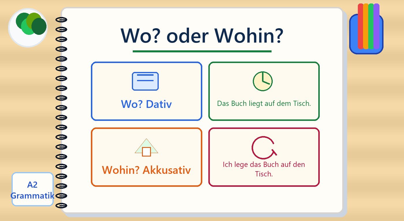 Wo und wohin bei Positionsverben und Aktionsverben
