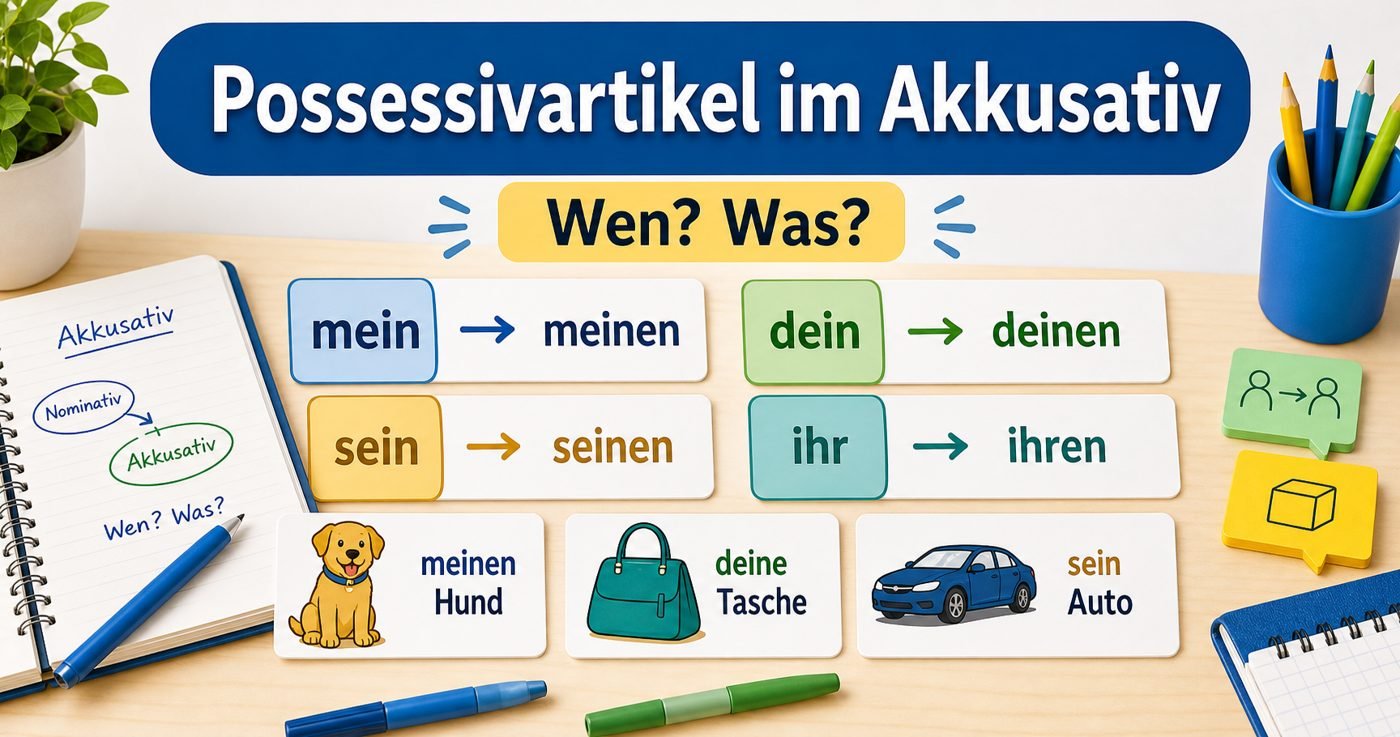 Possessivartikel im Akkusativ auf Lernkarten