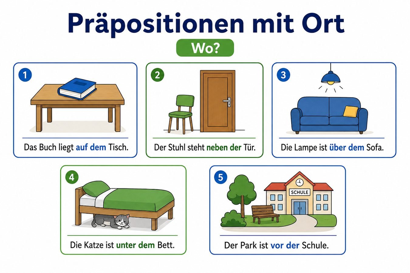 Beispielsätze mit Präpositionen des Ortes