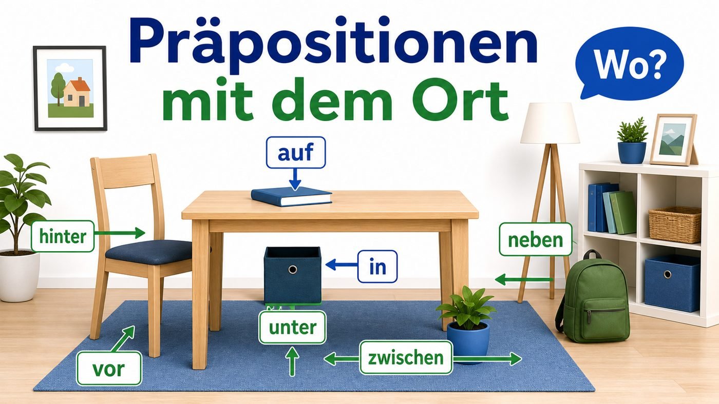 Präpositionen mit dem Ort in einem Zimmer