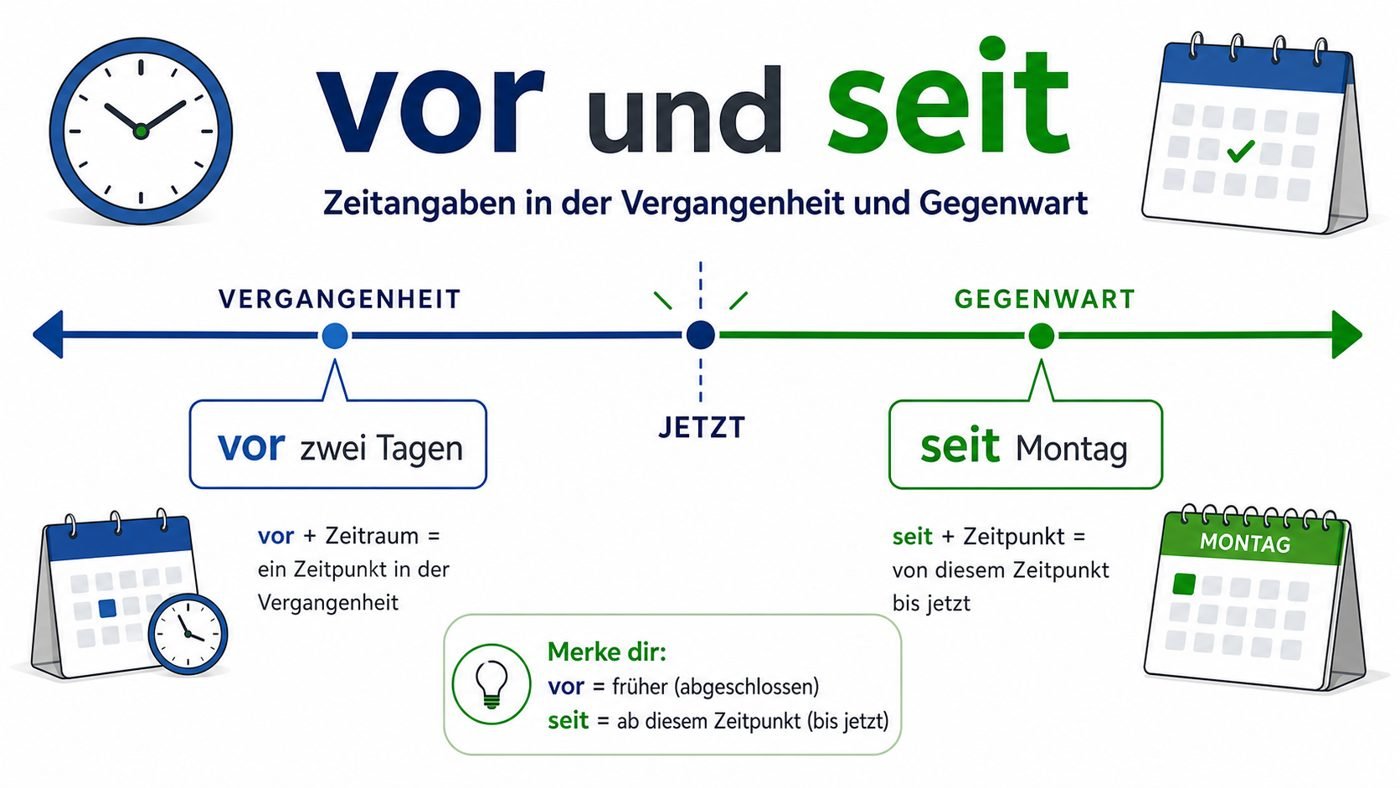Zeitstrahl mit vor und seit