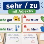Sehr und zu mit Adjektiv auf Lernkarten