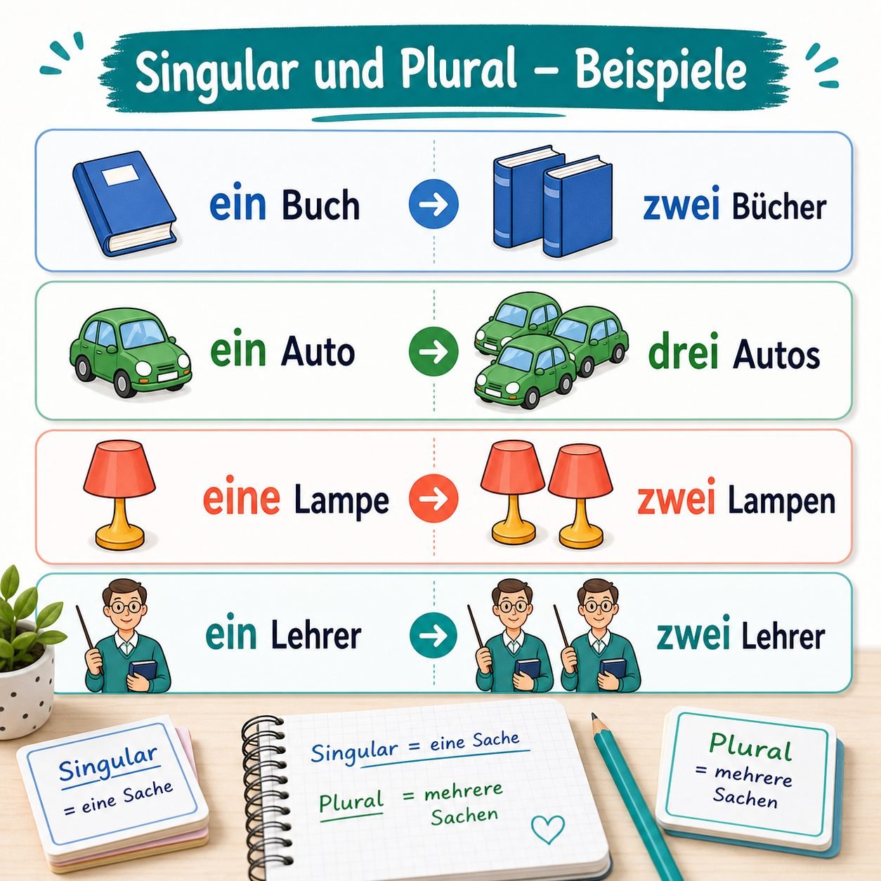 Beispiele für Singular und Plural im Deutschen