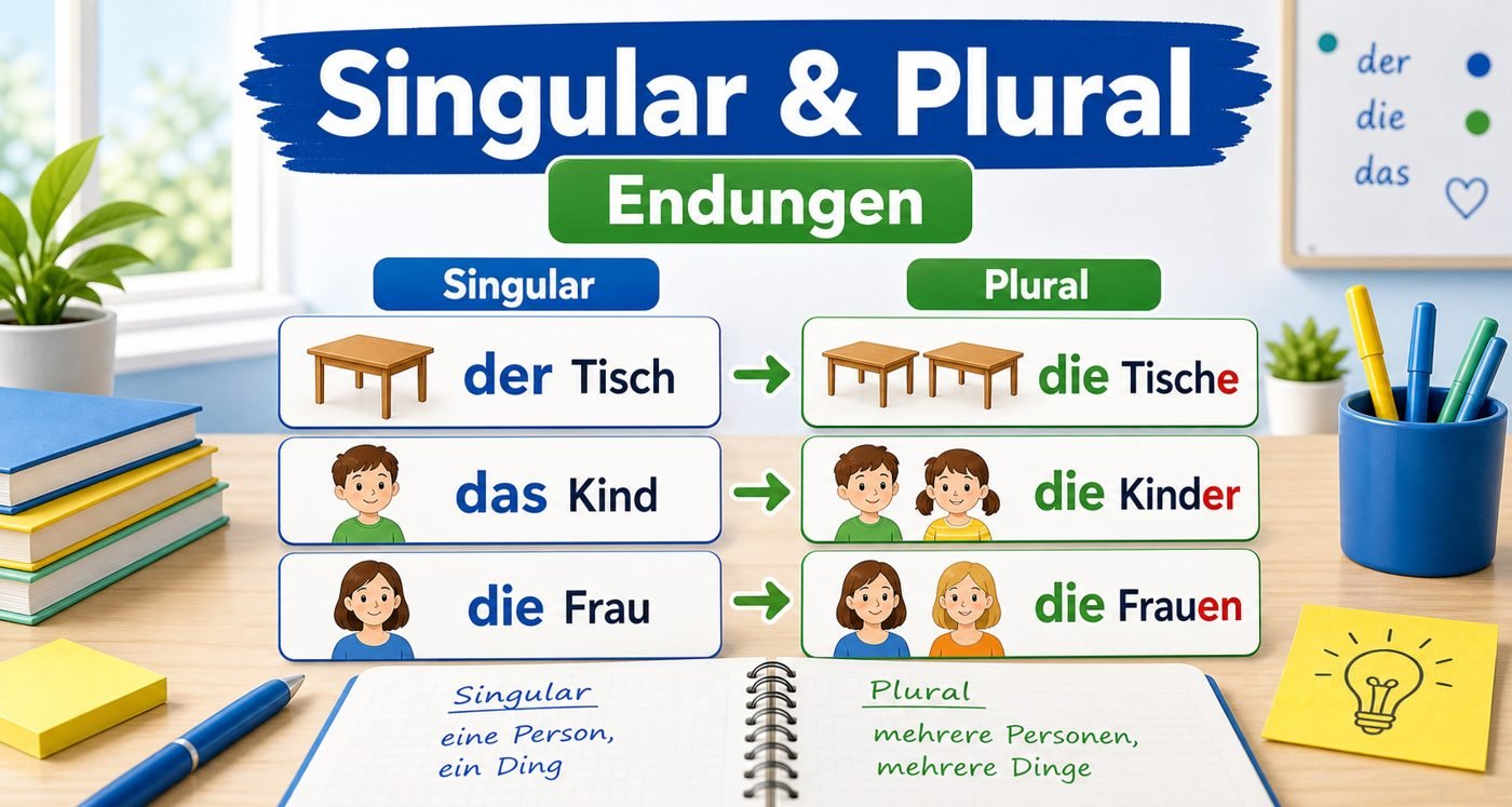 Singular und Plural Endungen auf Lernkarten