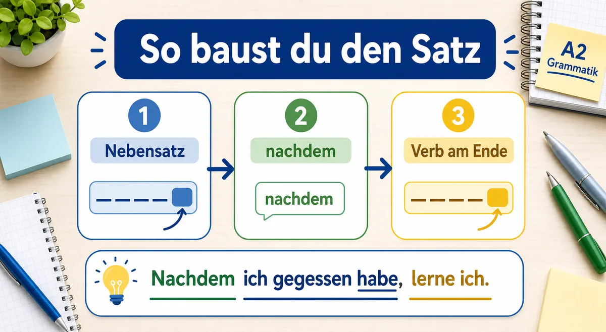 Schritt für Schritt Satzbau mit nachdem im Nebensatz