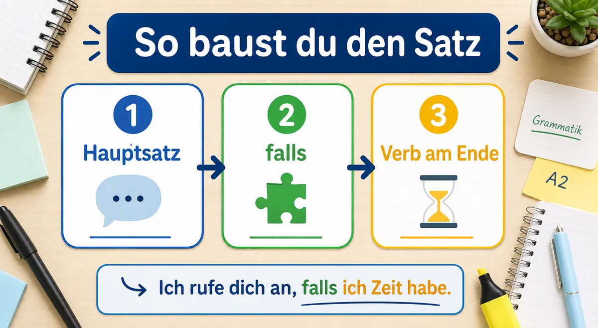 Schritt für Schritt Satzbau mit falls im Nebensatz