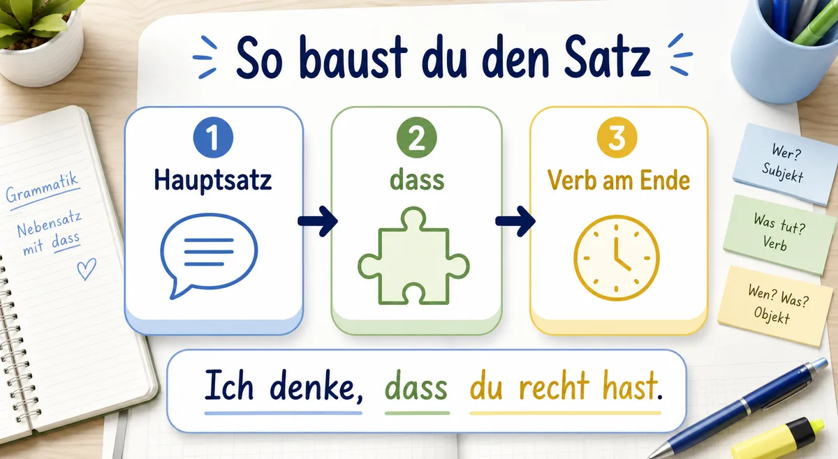 Schritt für Schritt Satzbau mit dass im Nebensatz