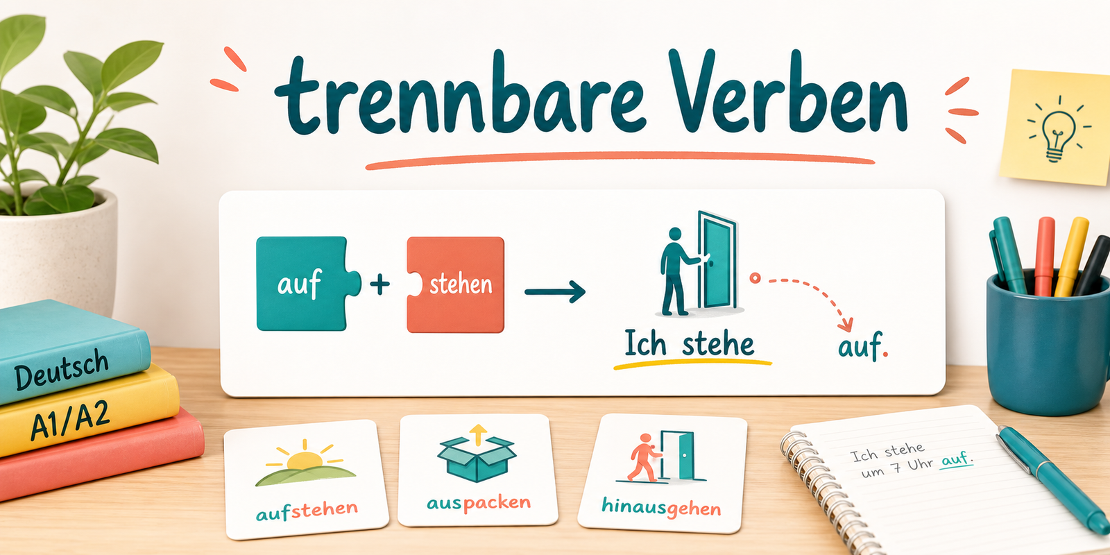 Trennbare Verben einfach erklaert fuer Deutschlernende