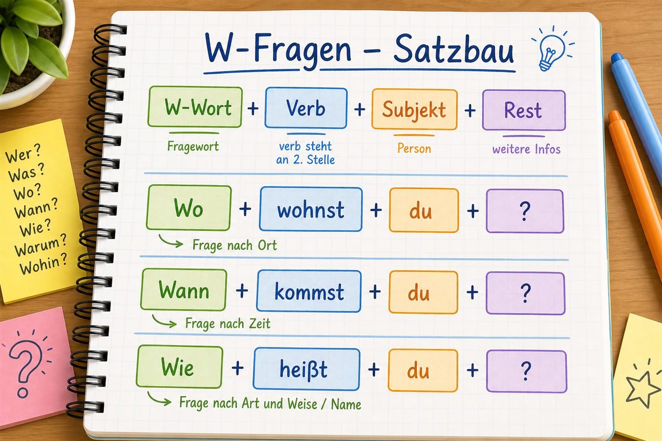 Satzstellung bei deutschen W-Fragen