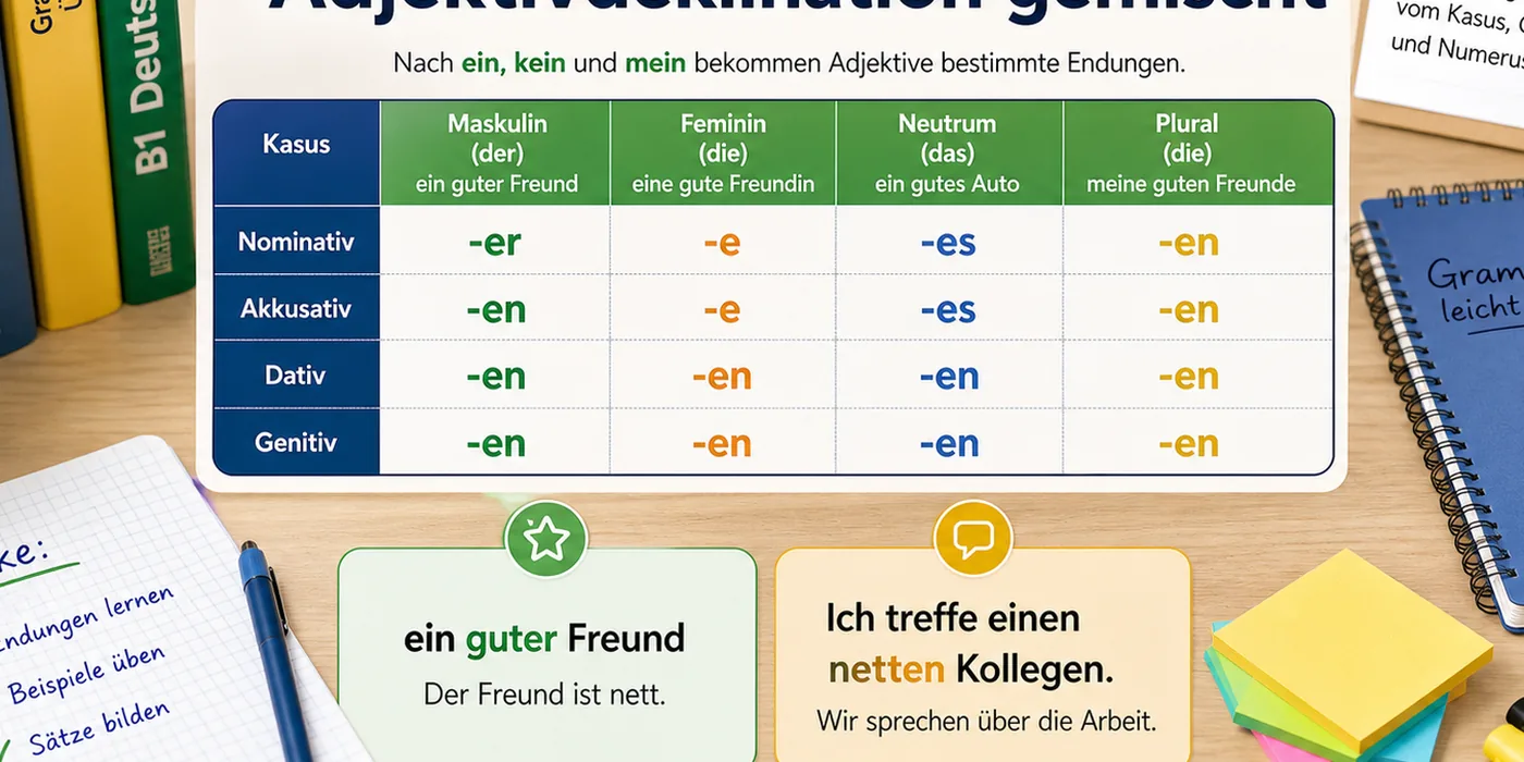 Beispiele zu Adjektivdeklination gemischt