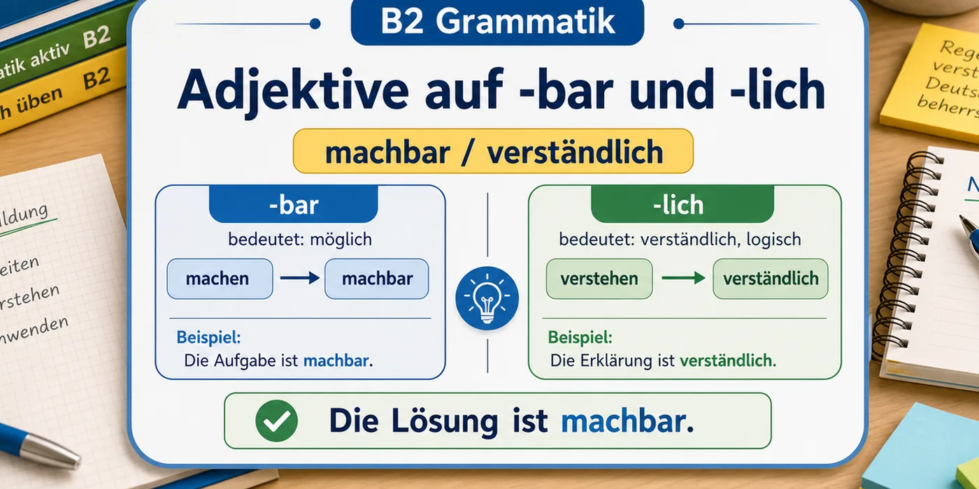 Beispiele zu Adjektive auf -bar und -lich