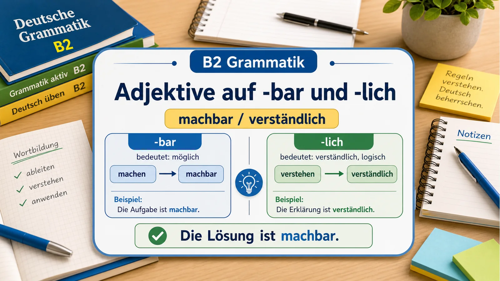 Adjektive auf -bar und -lich hero einfach erklärt