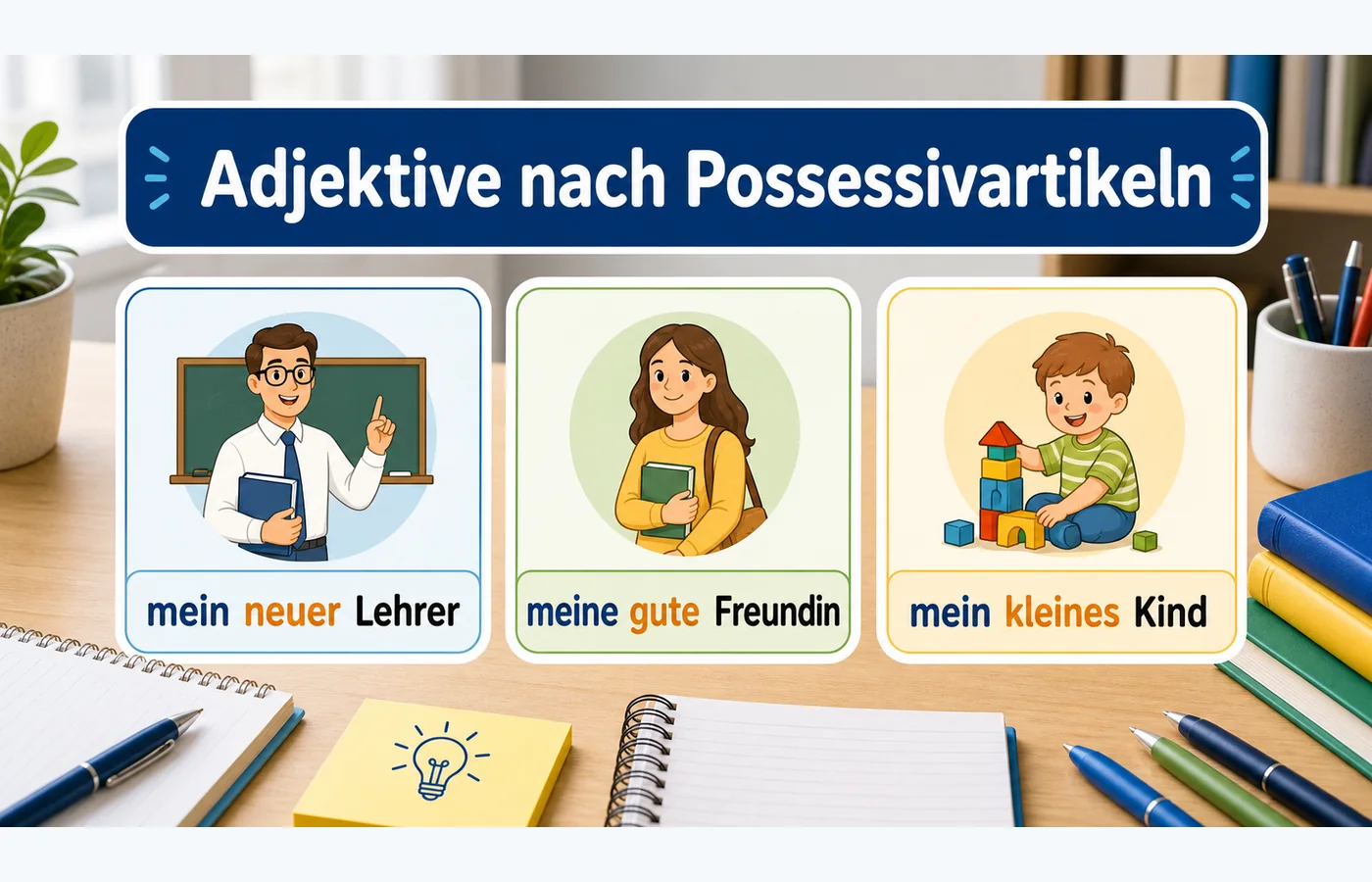Adjektive nach Possessivartikeln einfach erklärt