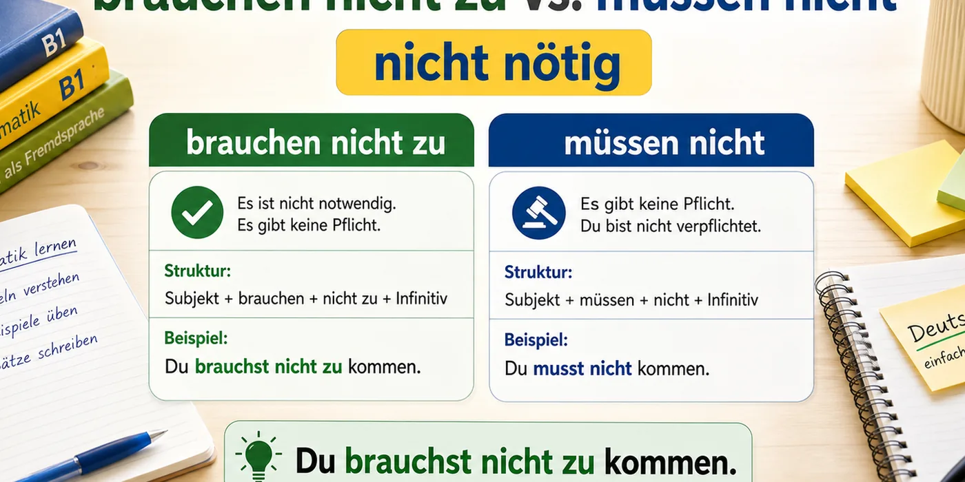 Beispiele zu brauchen nicht zu vs. müssen nicht