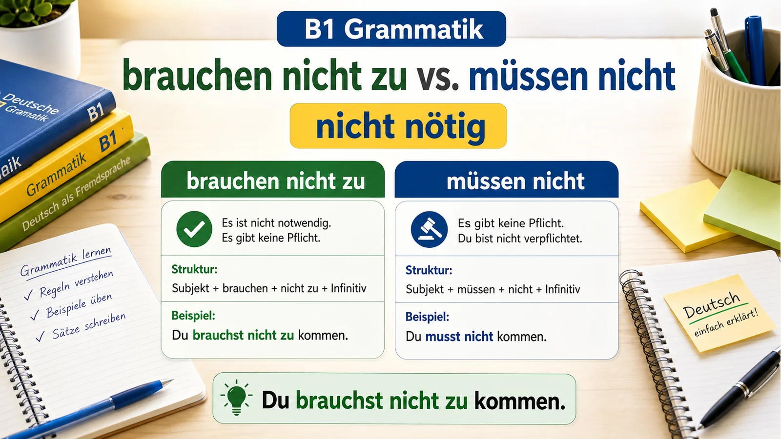 brauchen nicht zu vs. müssen nicht hero einfach erklärt
