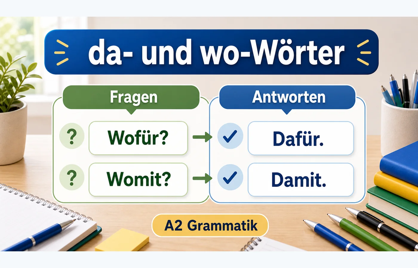 da- und wo-Wörter einfach erklärt