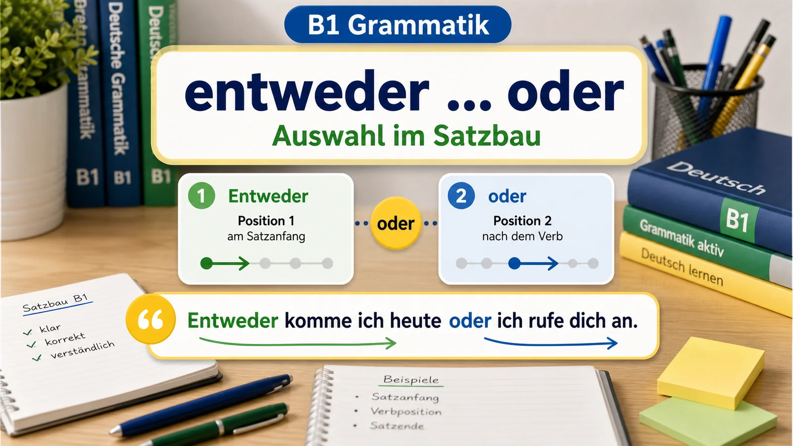 entweder ... oder im B1-Satzbau einfach erklärt