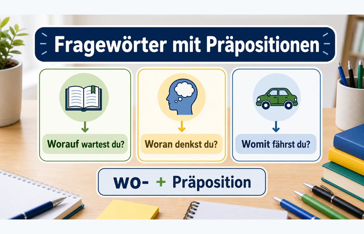 Fragewörter mit Präpositionen einfach erklärt