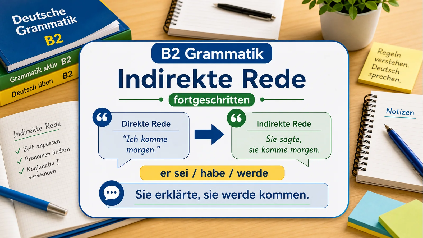 Indirekte Rede fortgeschritten hero einfach erklärt