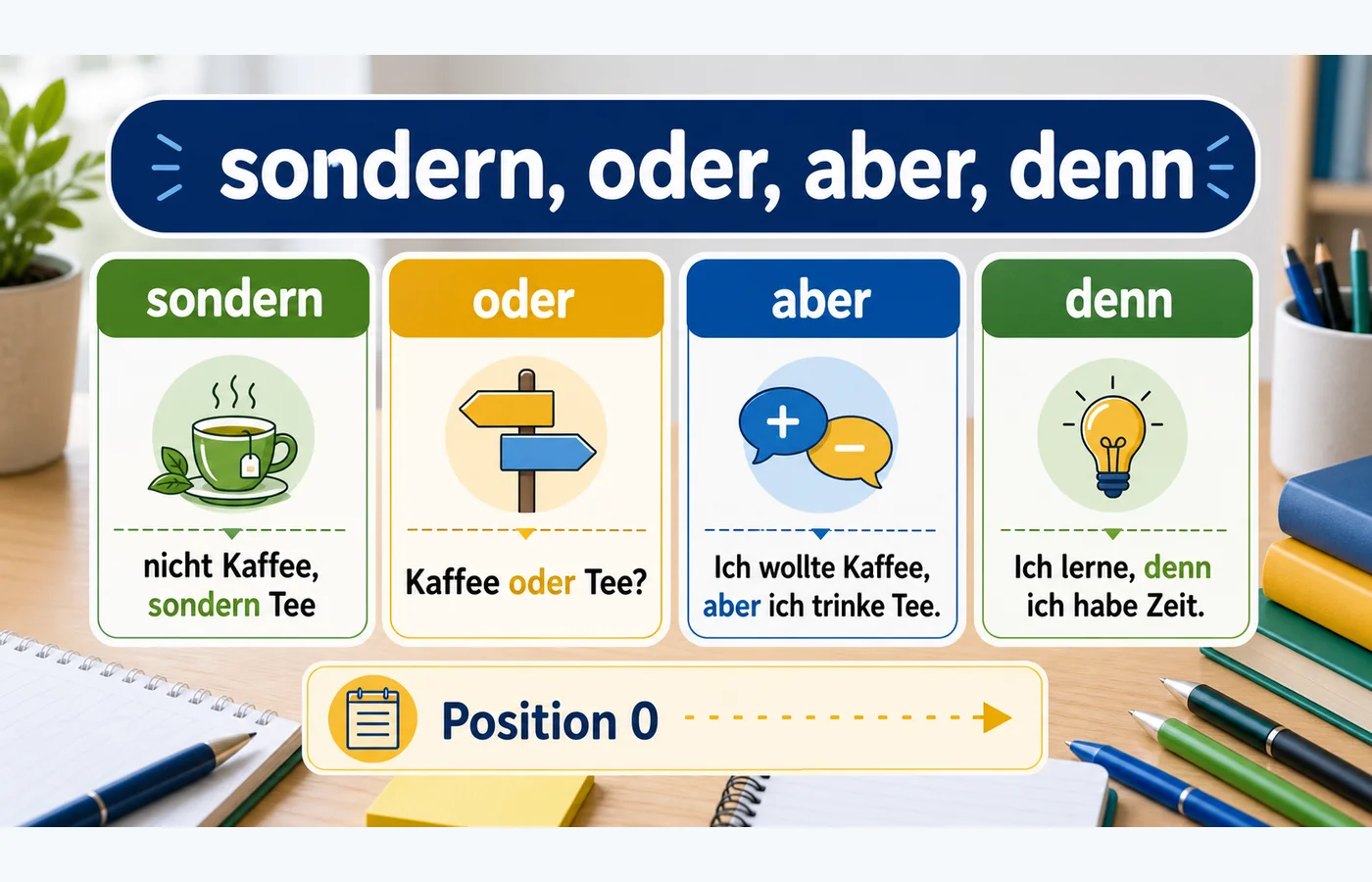 sondern, oder, aber, denn einfach erklärt