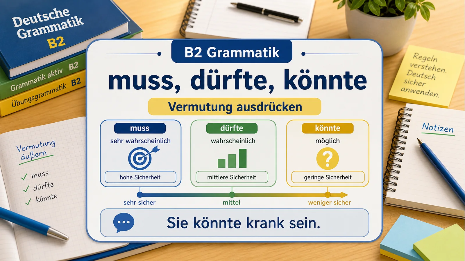 muss, dürfte, könnte als Vermutung hero einfach erklärt
