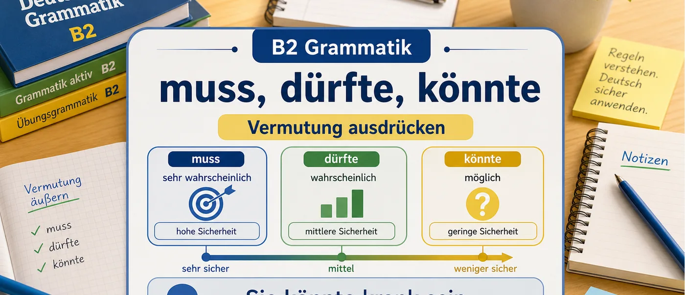 Regel zu muss, dürfte, könnte als Vermutung