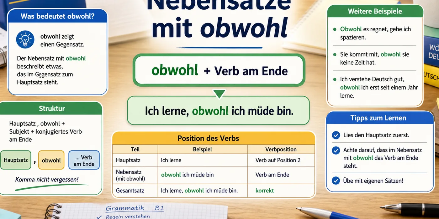 Beispiele zu Nebensätze mit obwohl