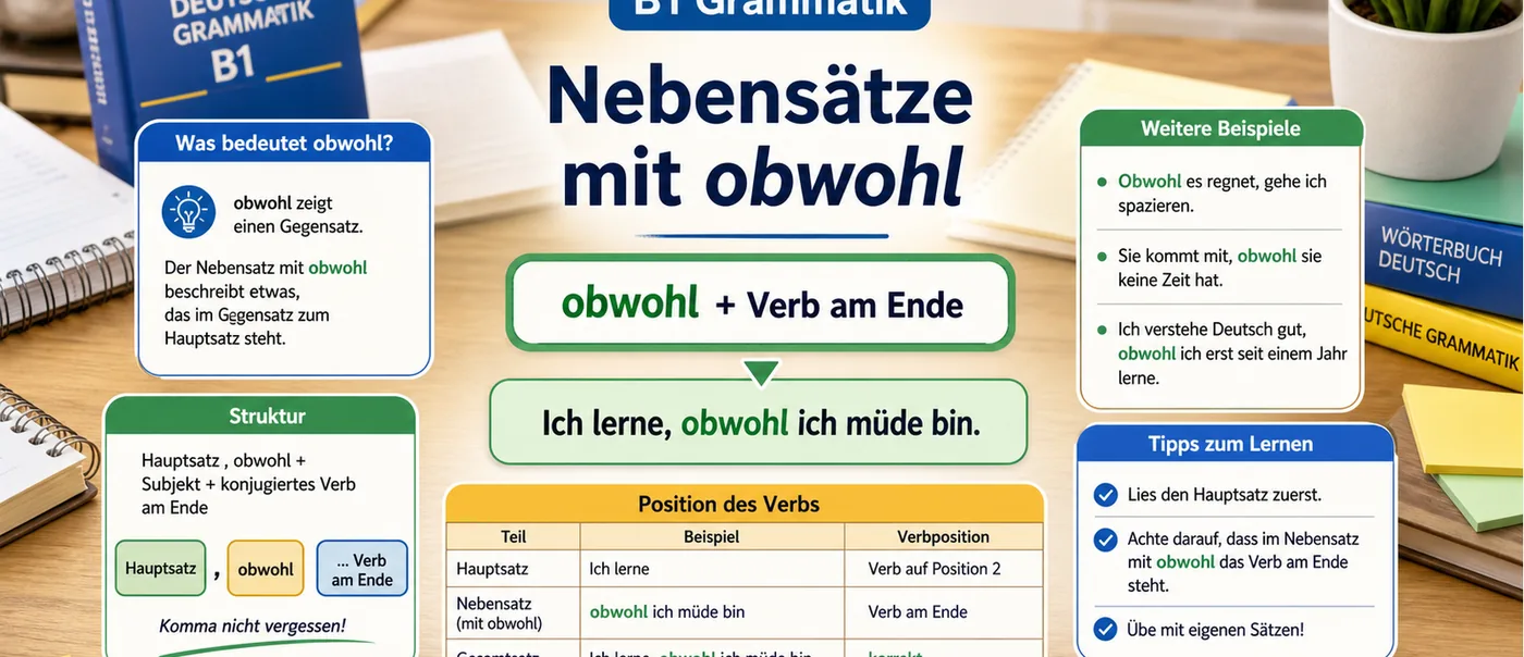 Regel zu Nebensätze mit obwohl