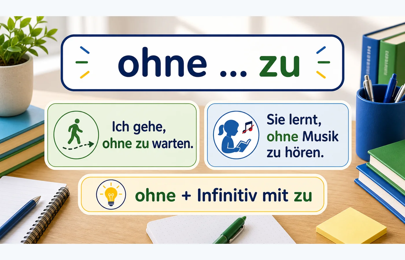 ohne ... zu einfach erklärt