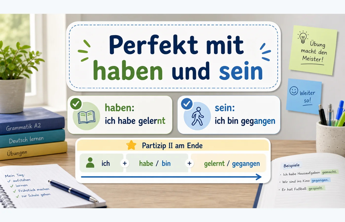 Perfekt mit haben und sein einfach erklärt