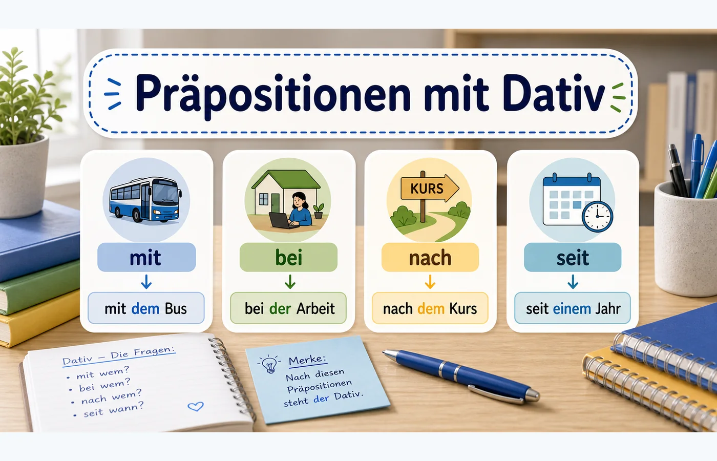 Präpositionen mit Dativ einfach erklärt