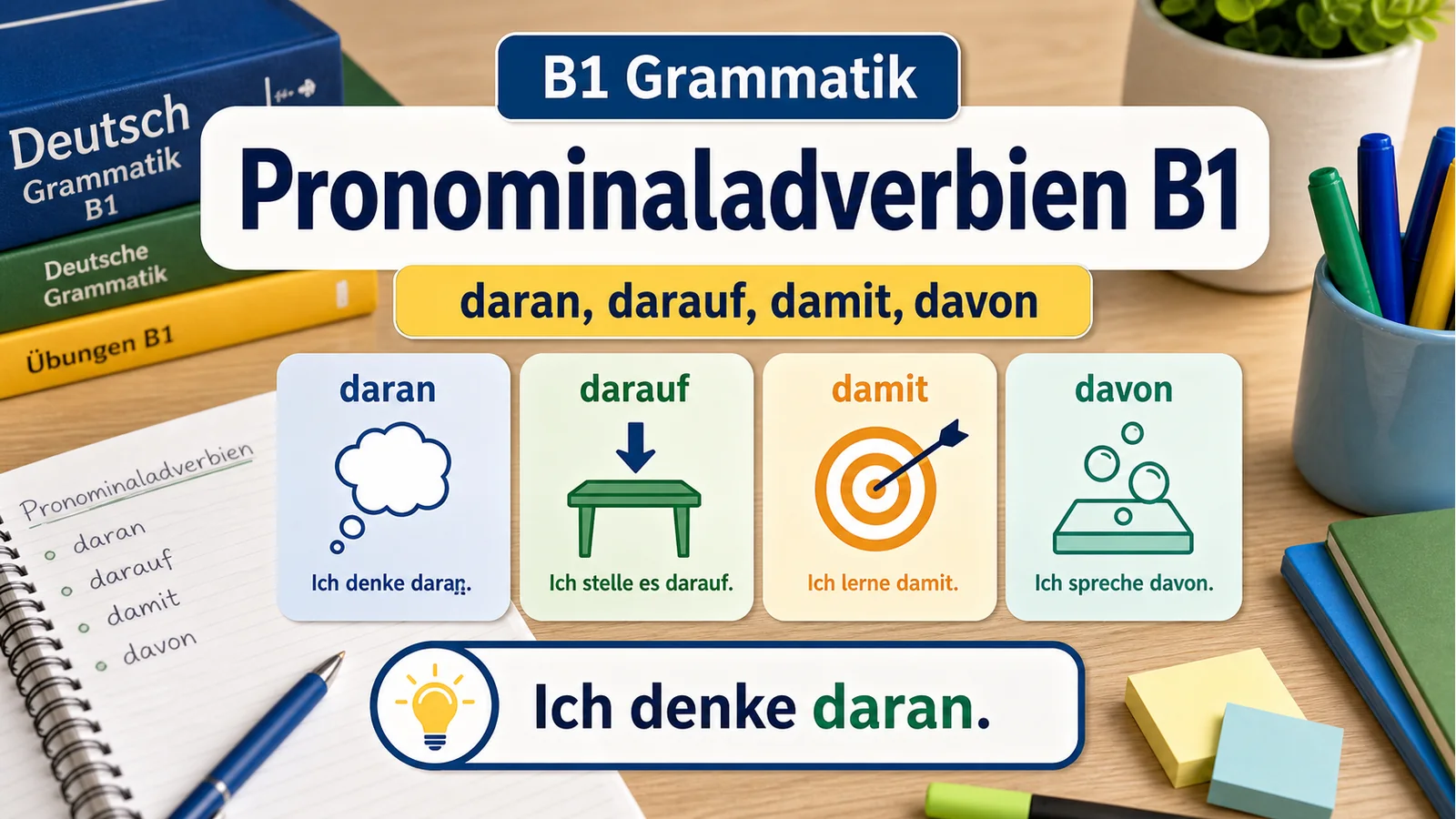 Pronominaladverbien B1 hero einfach erklärt