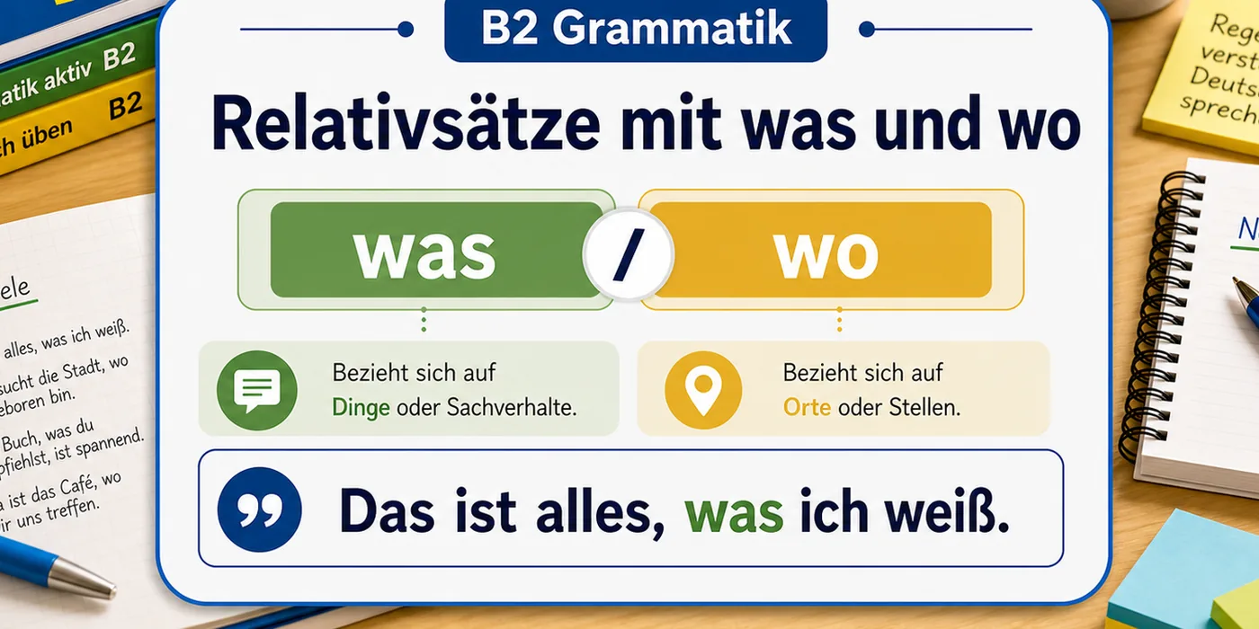Beispiele zu Relativsätze mit was und wo