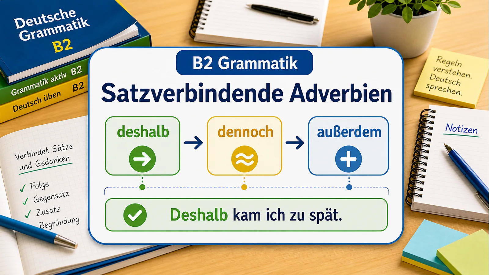 Satzverbindende Adverbien einfach erklärt