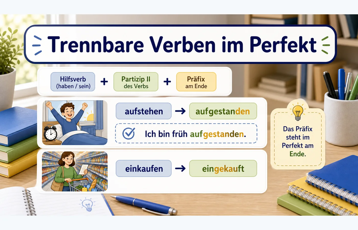 Trennbare Verben im Perfekt einfach erklärt